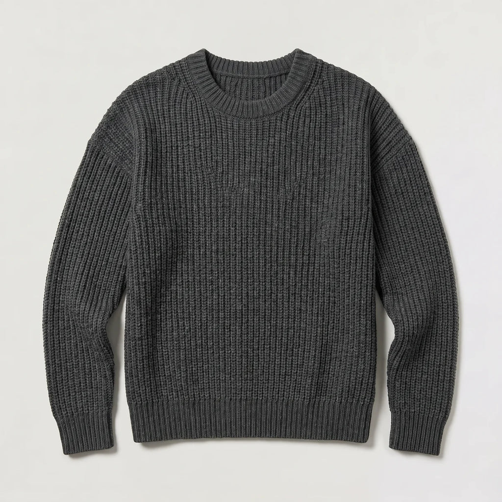 Men's Relaxed Fit Ribbed Knit Sweater – Crew Neck | Nero & Luya