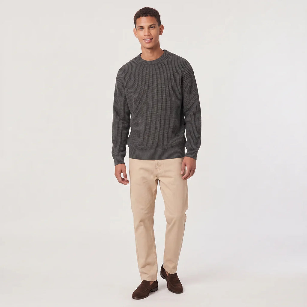 Men's Relaxed Fit Ribbed Knit Sweater – Crew Neck | Nero & Luya