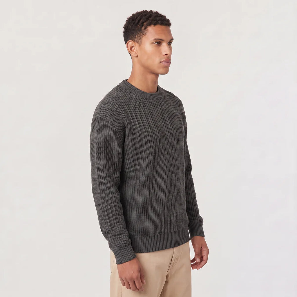 Men's Relaxed Fit Ribbed Knit Sweater – Crew Neck | Nero & Luya