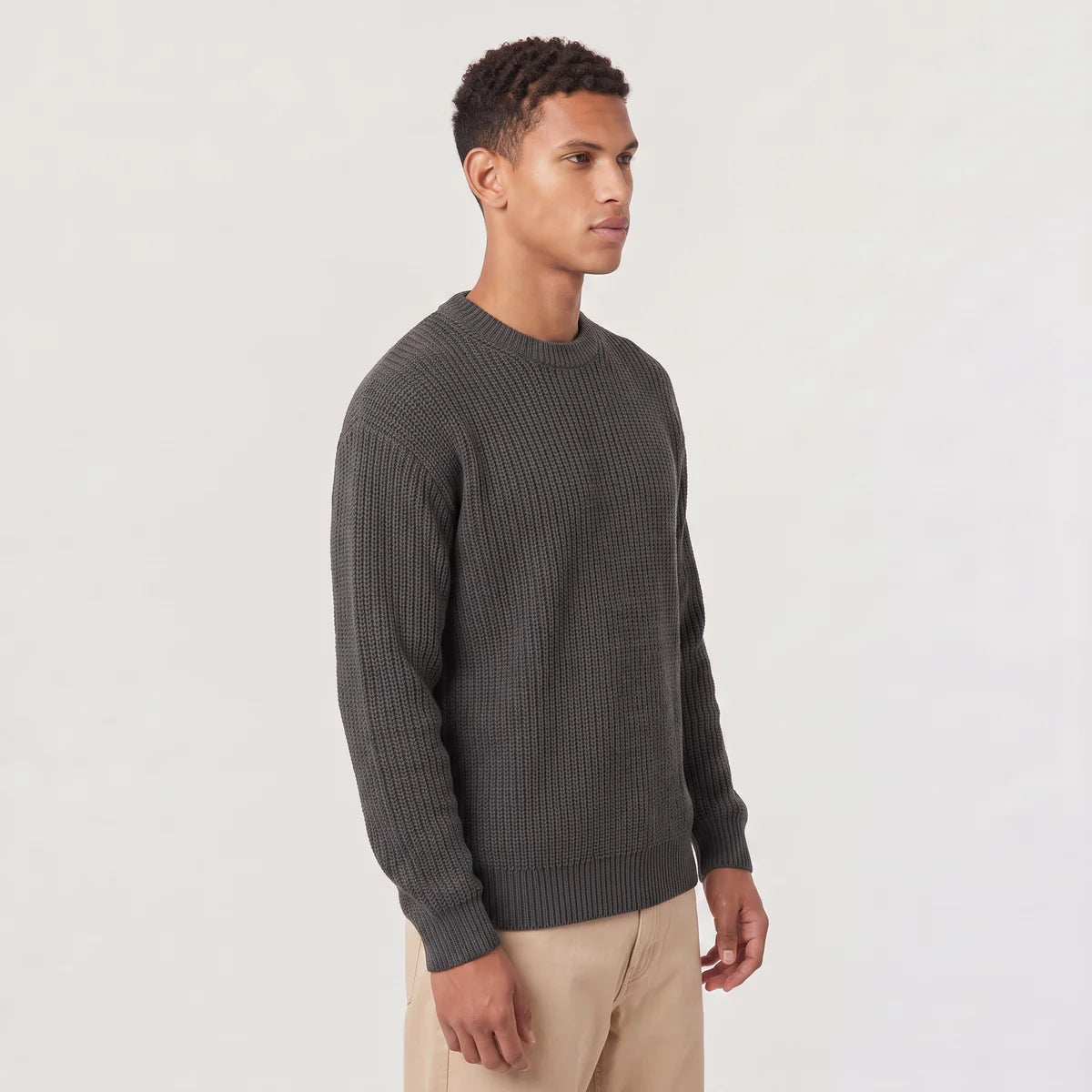 Men's Relaxed Fit Ribbed Knit Sweater – Crew Neck | Nero & Luya