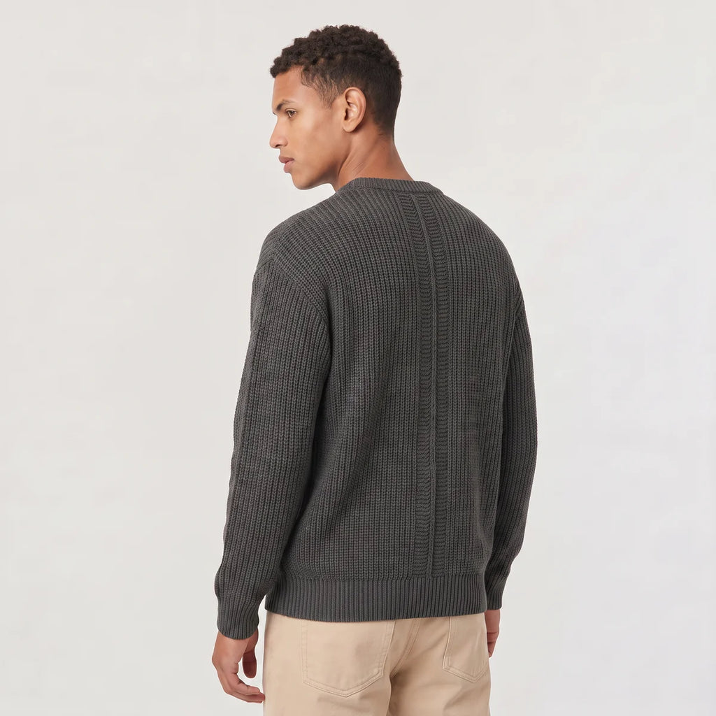 Men's Relaxed Fit Ribbed Knit Sweater – Crew Neck | Nero & Luya