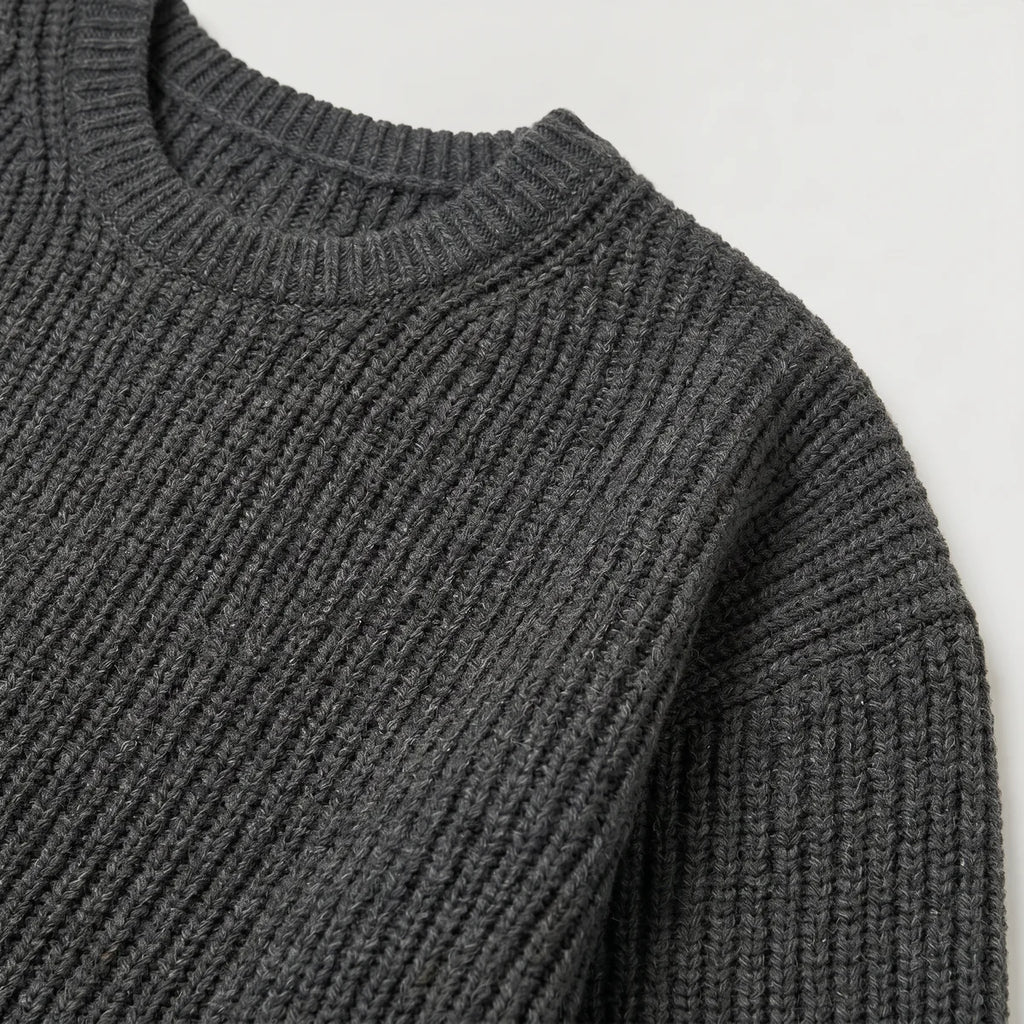 Men's Relaxed Fit Ribbed Knit Sweater – Crew Neck | Nero & Luya
