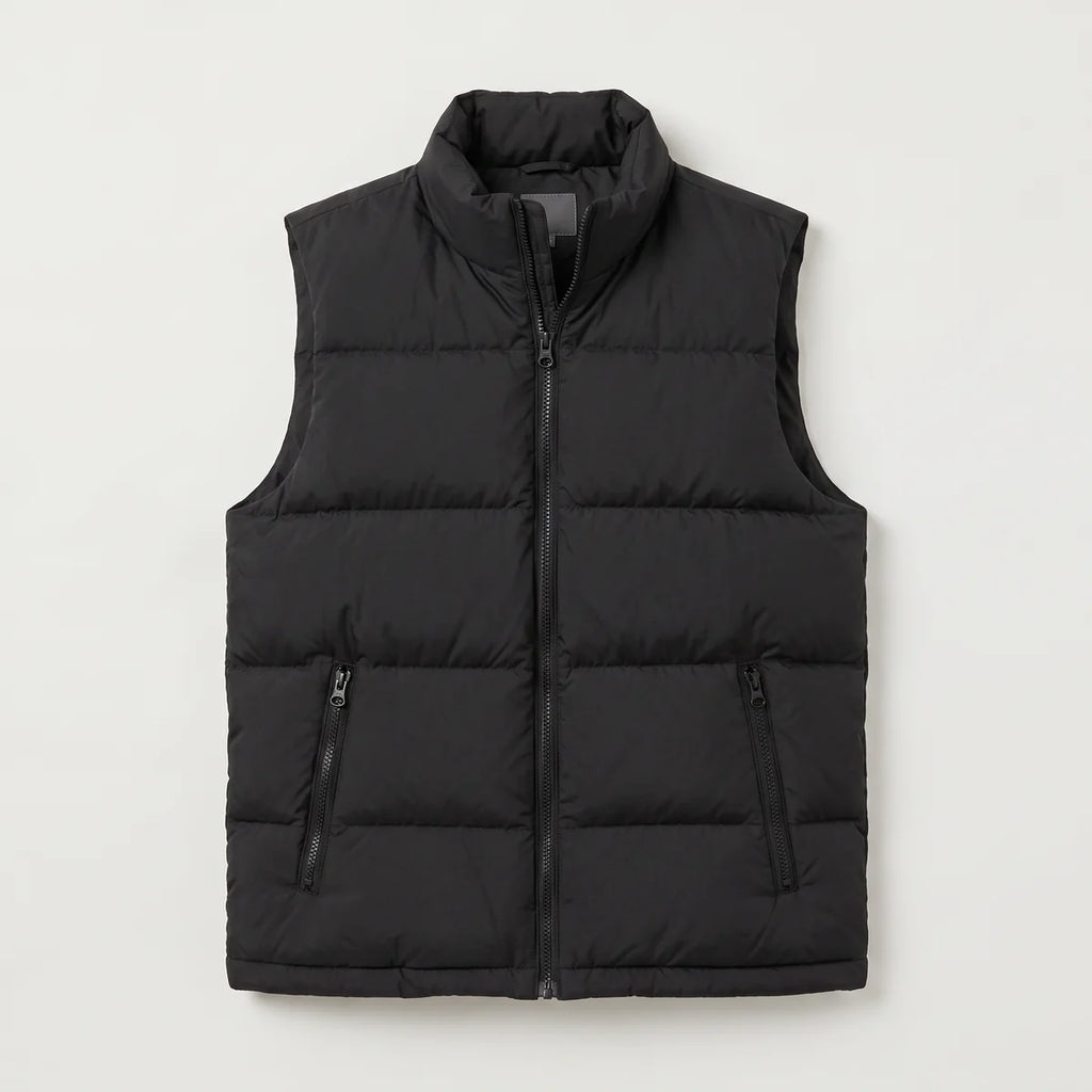 Men's Quilted Puffer Vest – Stand Collar Zip-Up Winter Vest | Nero & Luya