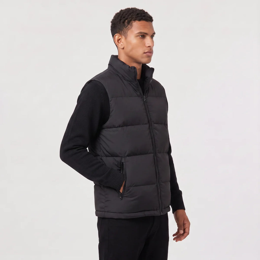 Men's Quilted Puffer Vest – Stand Collar Zip-Up Winter Vest | Nero & Luya