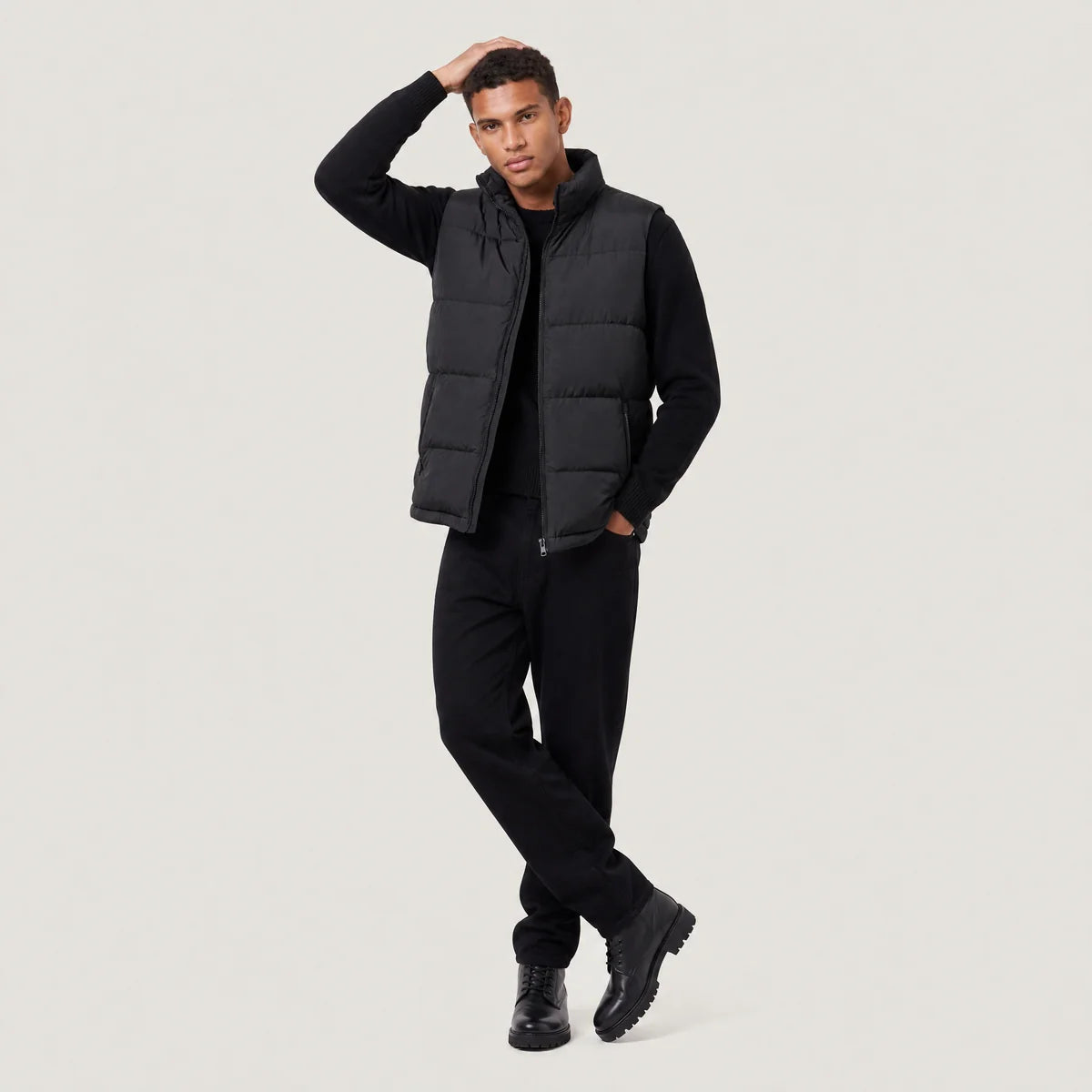 Men's Quilted Puffer Vest – Stand Collar Zip-Up Winter Vest | Nero & Luya