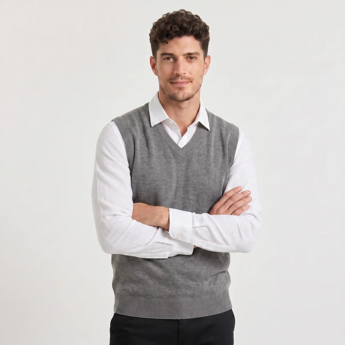 Men's Sleeveless Sweater Vest – V-Neck Knit Pullover Vest | Nero & Luya