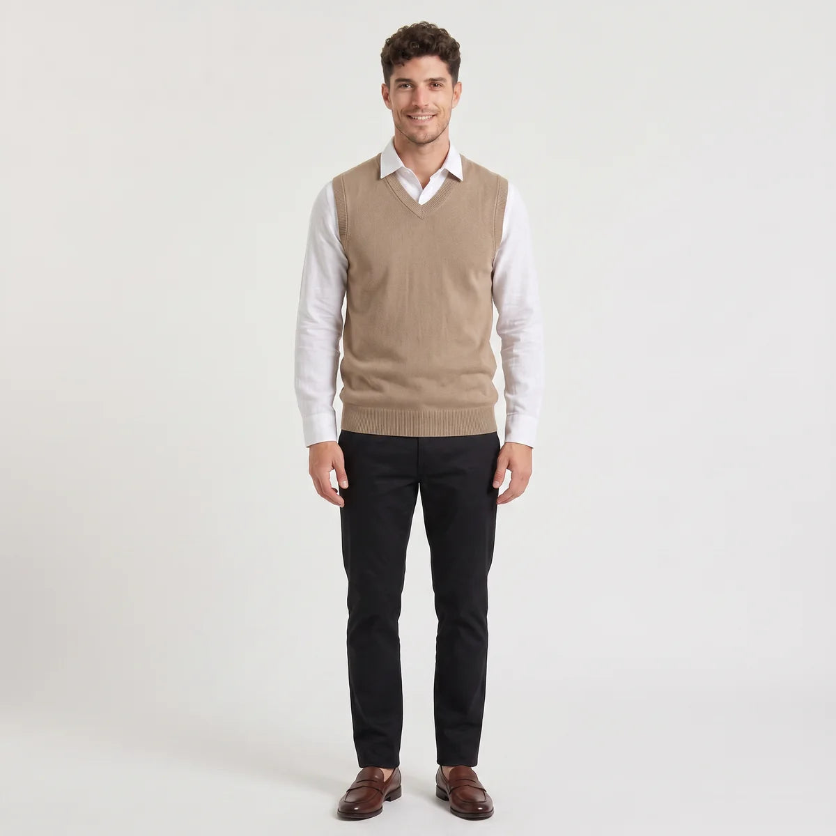 Men's Sleeveless Sweater Vest – V-Neck Knit Pullover Vest | Nero & Luya