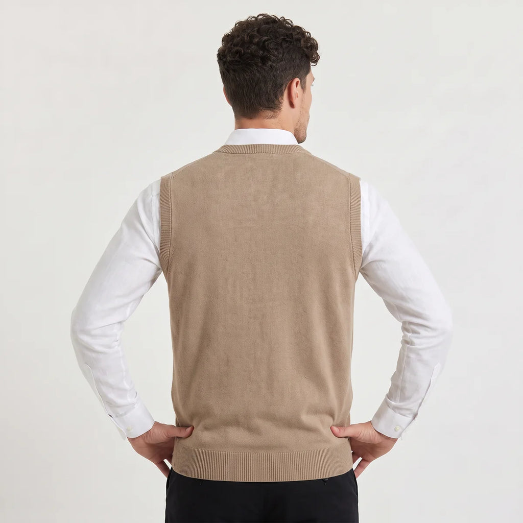 Men's Sleeveless Sweater Vest – V-Neck Knit Pullover Vest | Nero & Luya