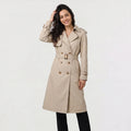 Women's Double-Breasted Belted Trench Coat – Classic Knee Length | Nero & Luya