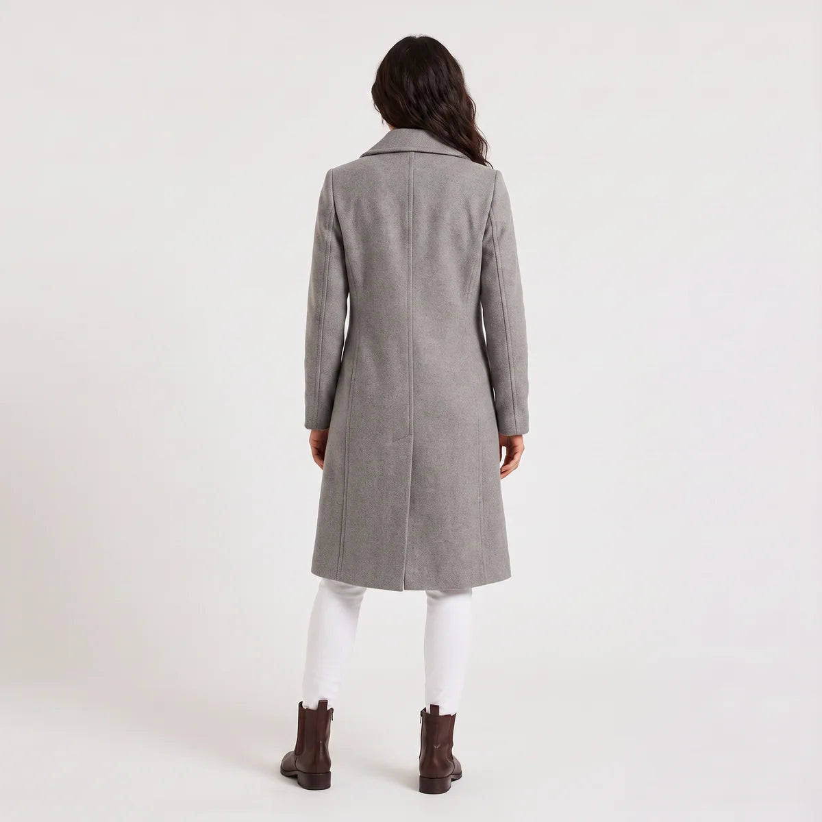 Women's Double-Breasted Tailored Long Coat – Notched Lapel | Nero & Luya