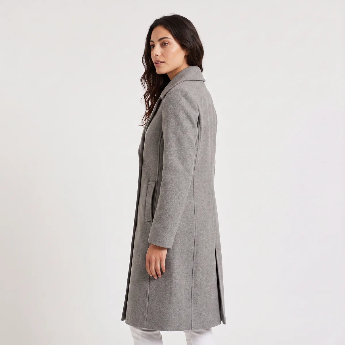 Women's Double-Breasted Tailored Long Coat – Notched Lapel | Nero & Luya