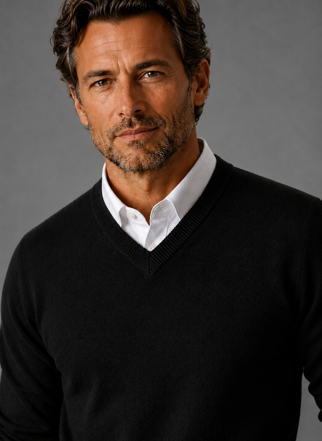 Men's V-Neck Knit Sweater – Classic Fine-Knit Pullover | Nero & Luya