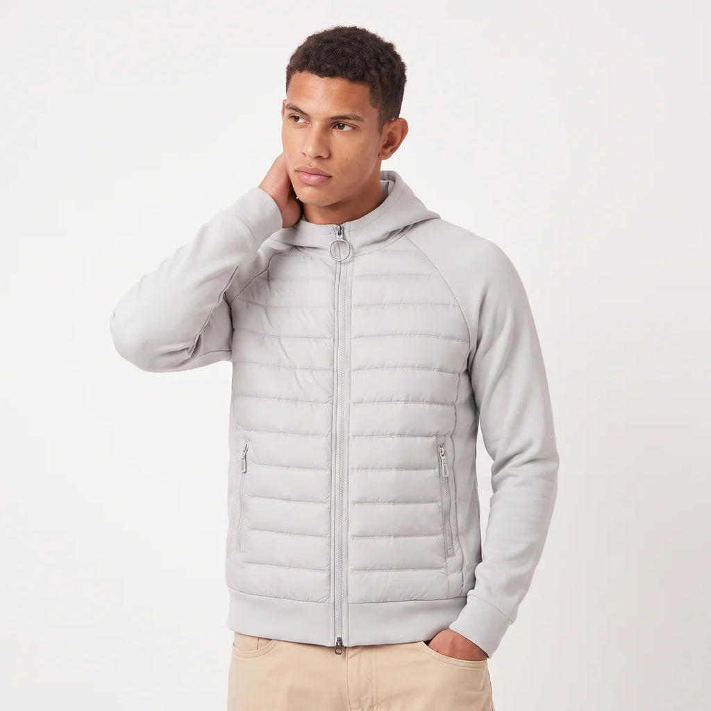 Men's Hooded Puffer Jacket – Hybrid Quilted Jacket with Knit Sleeves | Nero & Luya