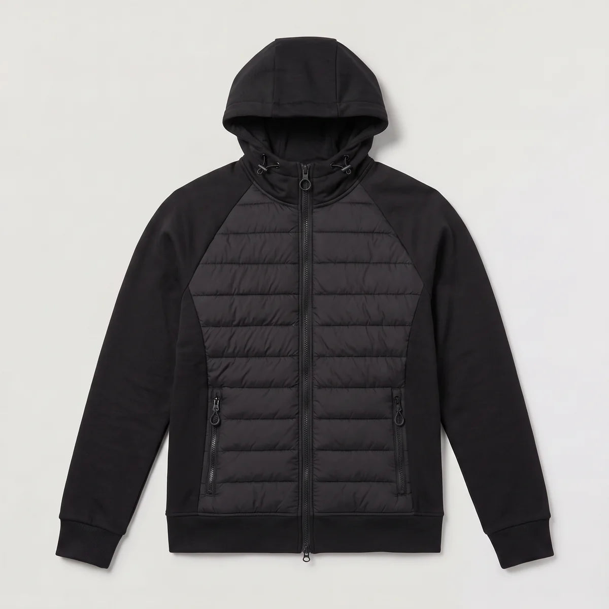 Men's Hooded Puffer Jacket – Hybrid Quilted Jacket with Knit Sleeves | Nero & Luya