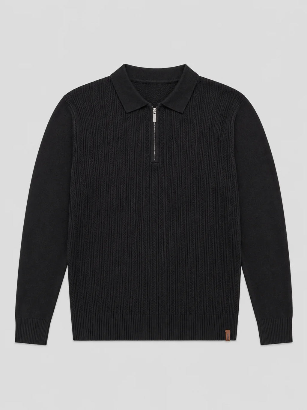 Men's Long Sleeve Knit Polo – Slim Fit Quarter Zip Polo Shirt | Nero & Luya