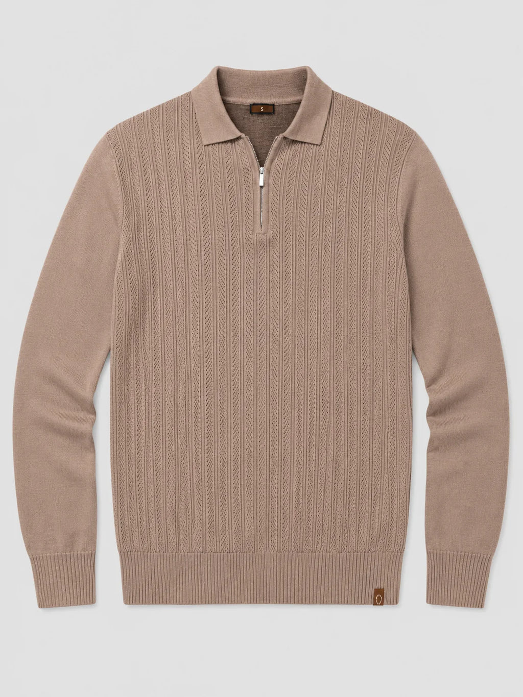 Men's Long Sleeve Knit Polo – Slim Fit Quarter Zip Polo Shirt | Nero & Luya