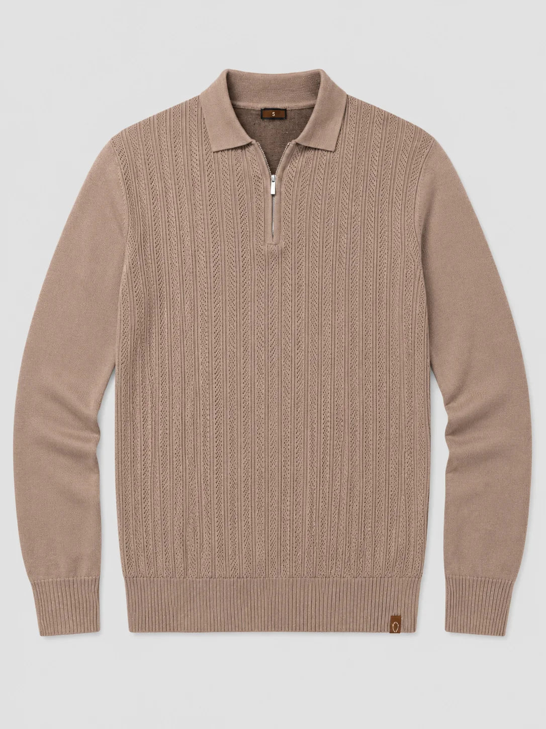 Men's Long Sleeve Knit Polo – Slim Fit Quarter Zip Polo Shirt | Nero & Luya