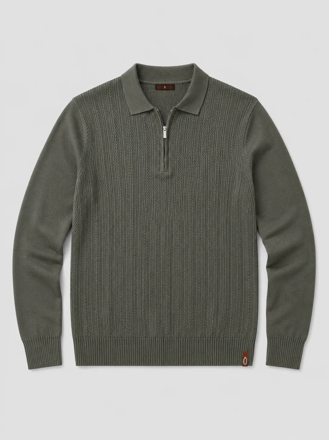 Men's Long Sleeve Knit Polo – Slim Fit Quarter Zip Polo Shirt | Nero & Luya