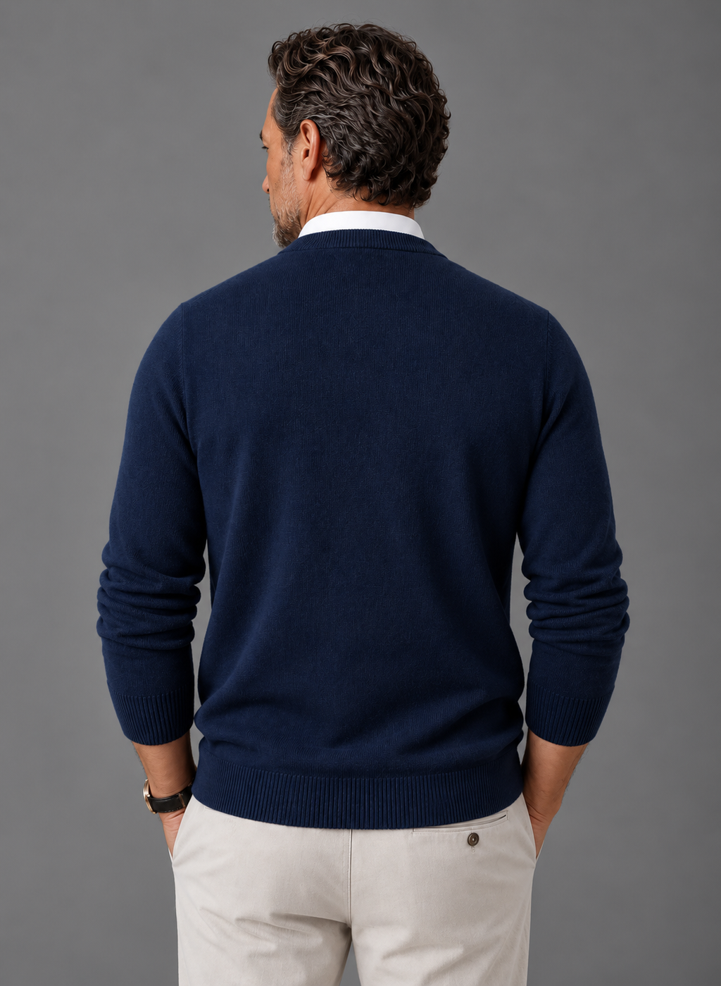 Men's V-Neck Knit Sweater – Classic Fine-Knit Pullover | Nero & Luya