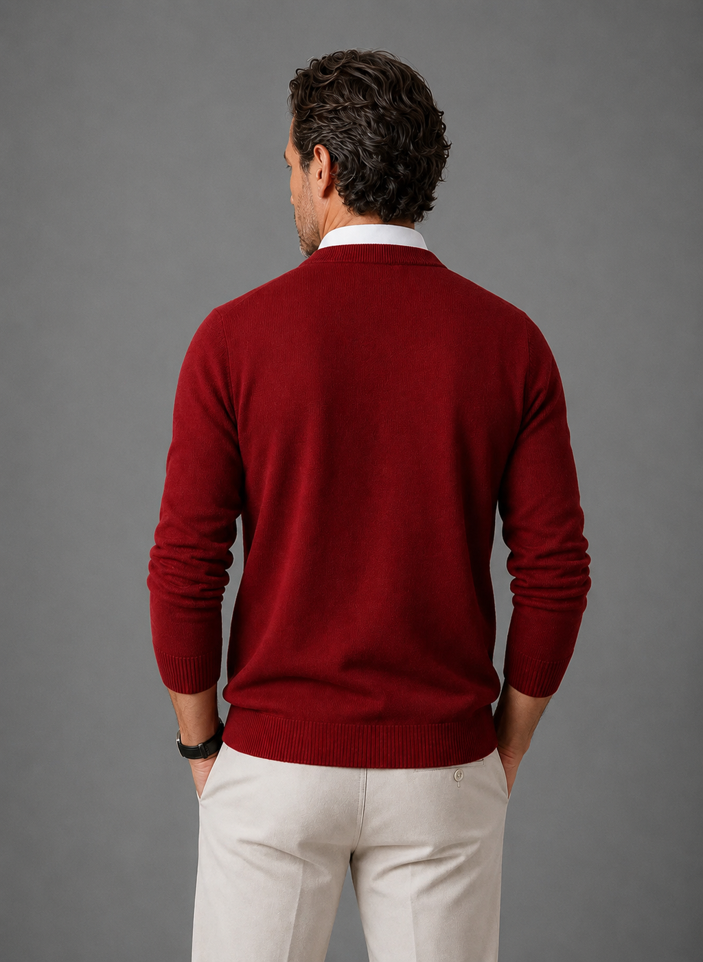 Men's V-Neck Knit Sweater – Classic Fine-Knit Pullover | Nero & Luya