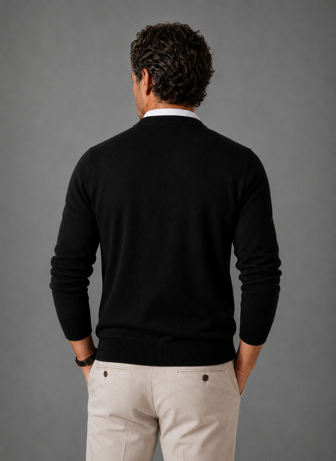 Men's V-Neck Knit Sweater – Classic Fine-Knit Pullover | Nero & Luya
