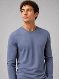 Men's Cotton Long Sleeve T-Shirt – Fitted Crew Neck Basic Tee | Nero & Luya