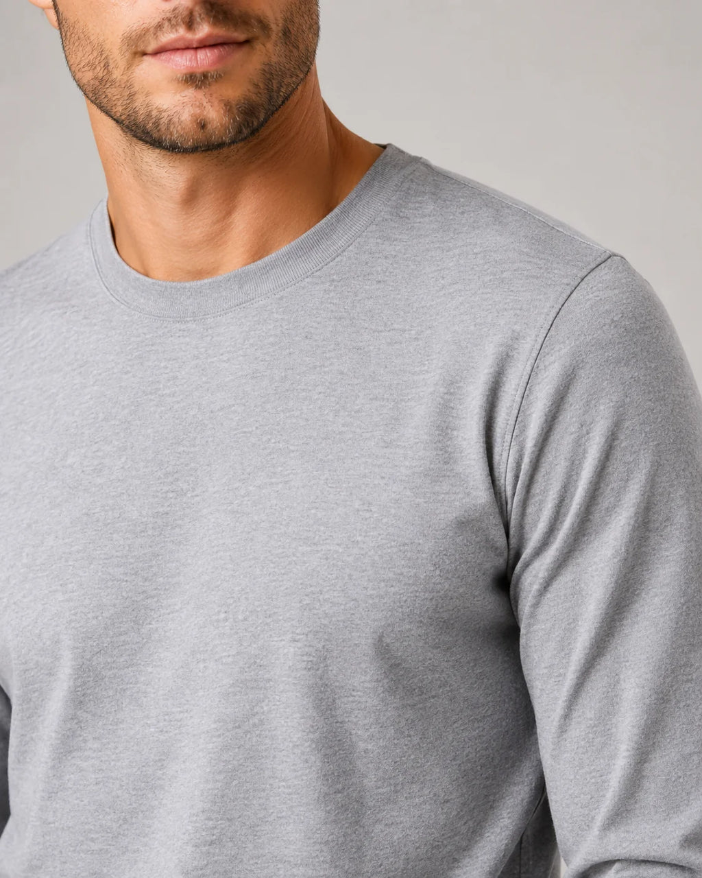 Men's Cotton Long Sleeve T-Shirt – Fitted Crew Neck Basic Tee | Nero & Luya