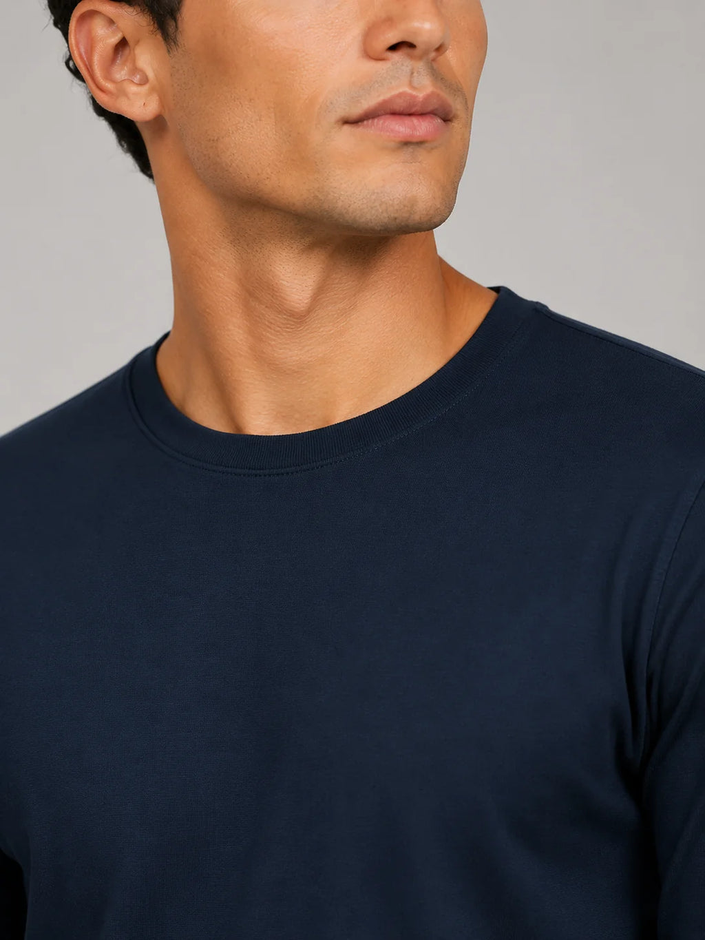 Men's Cotton Long Sleeve T-Shirt – Fitted Crew Neck Basic Tee | Nero & Luya
