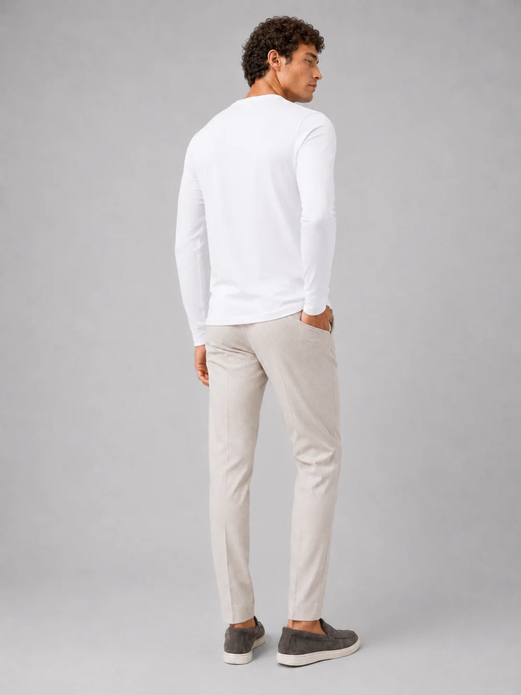 Men's Cotton Long Sleeve T-Shirt – Fitted Crew Neck Basic Tee | Nero & Luya