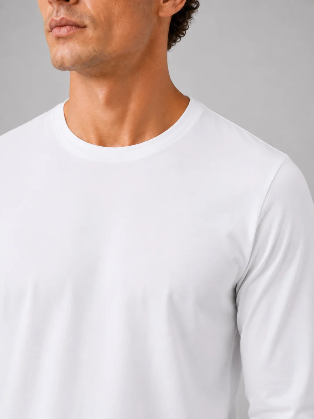 Men's Cotton Long Sleeve T-Shirt – Fitted Crew Neck Basic Tee | Nero & Luya