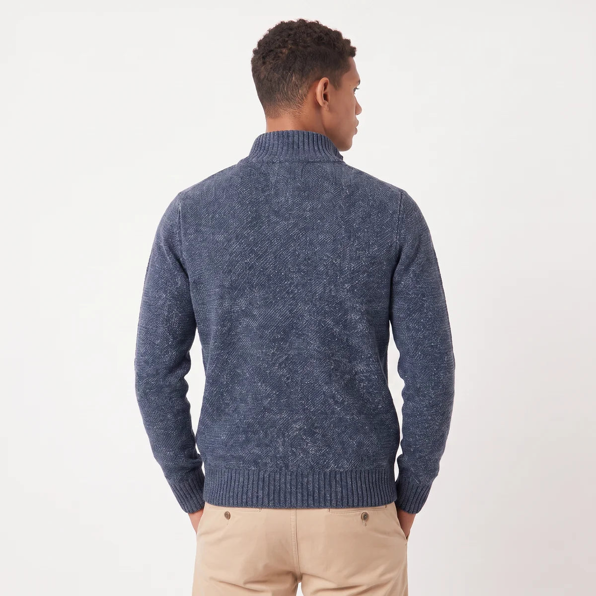 Men's Full-Zip Textured Knit Cardigan – Stand Collar Sweater | Nero & Luya