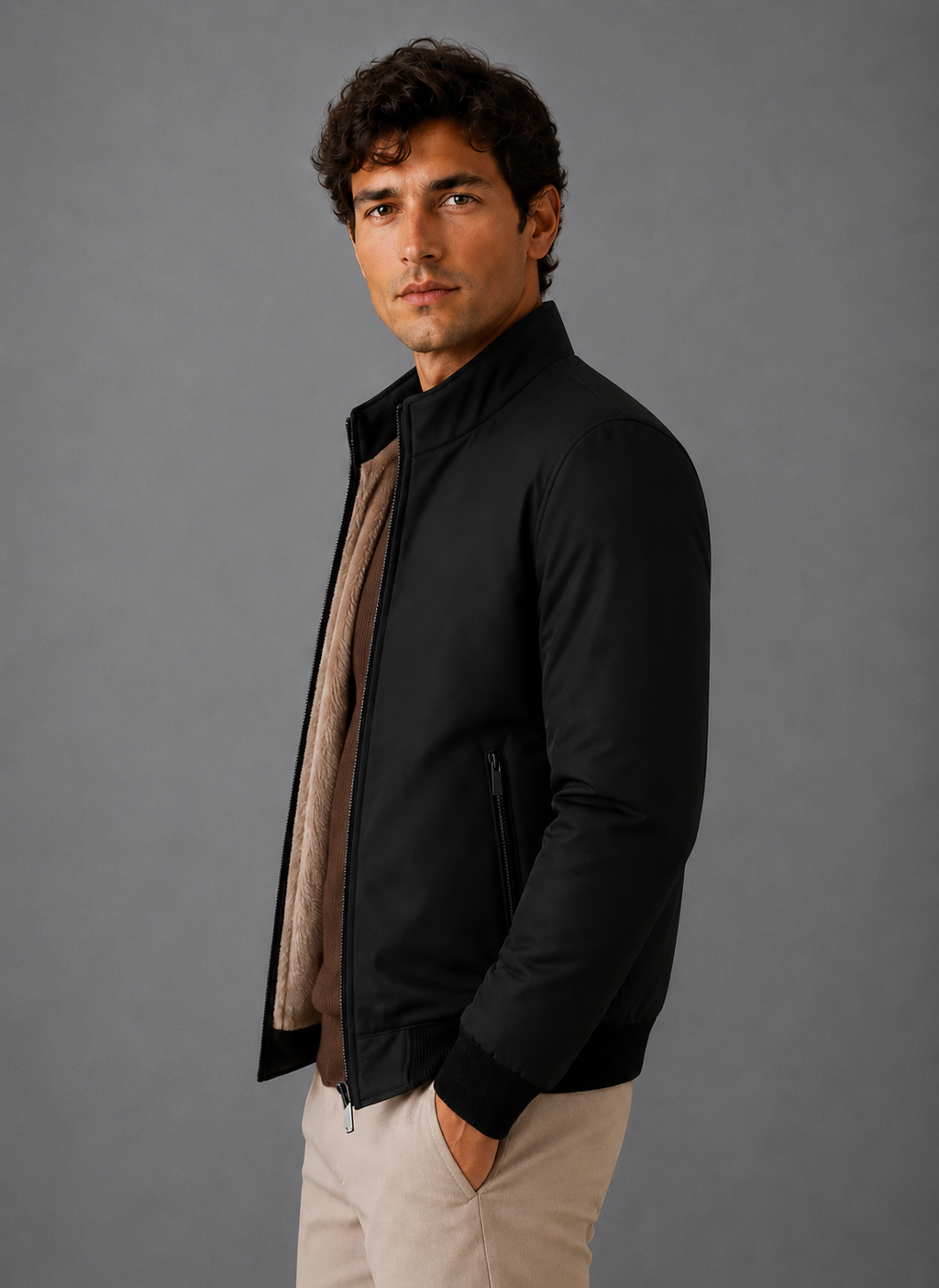 Men's Lightweight Bomber Jacket – Stand Collar Harrington Zip Jacket | Nero & Luya