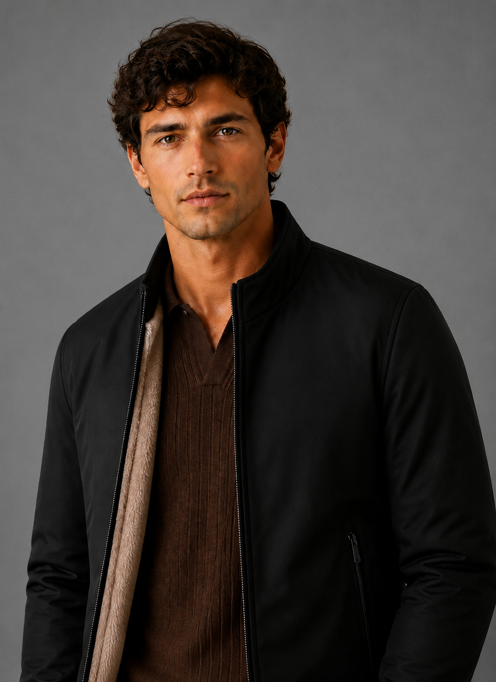 Men's Lightweight Bomber Jacket – Stand Collar Harrington Zip Jacket | Nero & Luya