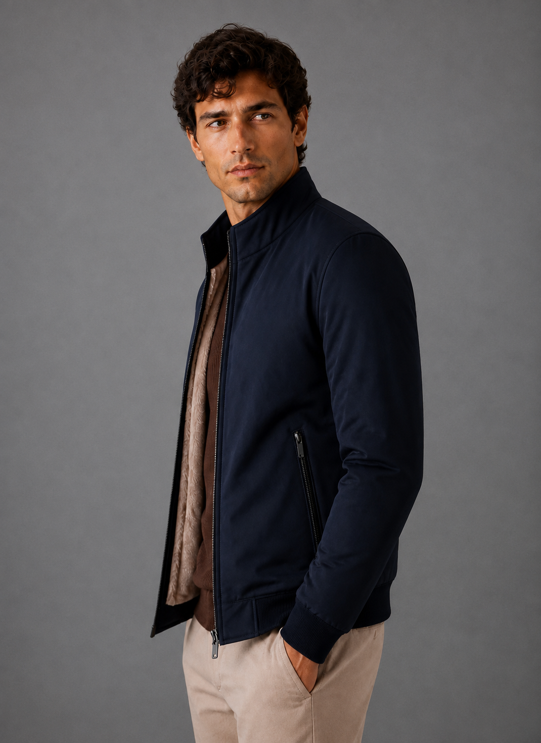 Men's Lightweight Bomber Jacket – Stand Collar Harrington Zip Jacket | Nero & Luya