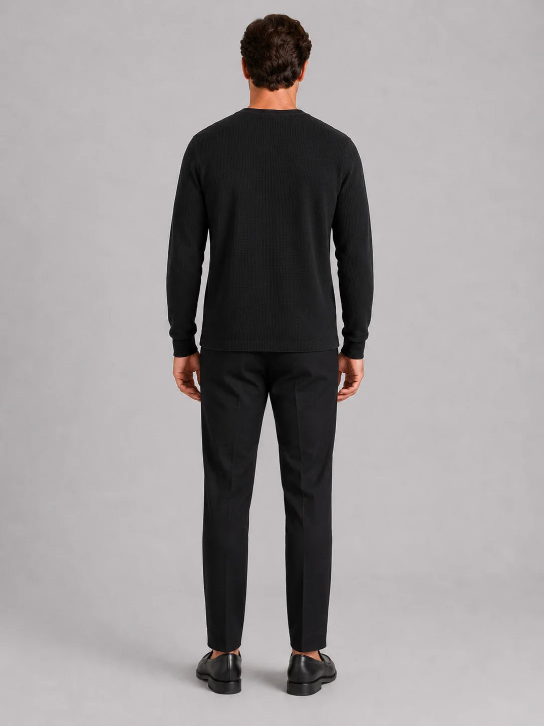 Men's Long Sleeve Henley Shirt – Waffle Knit Thermal Henley Tee | Nero & Luya