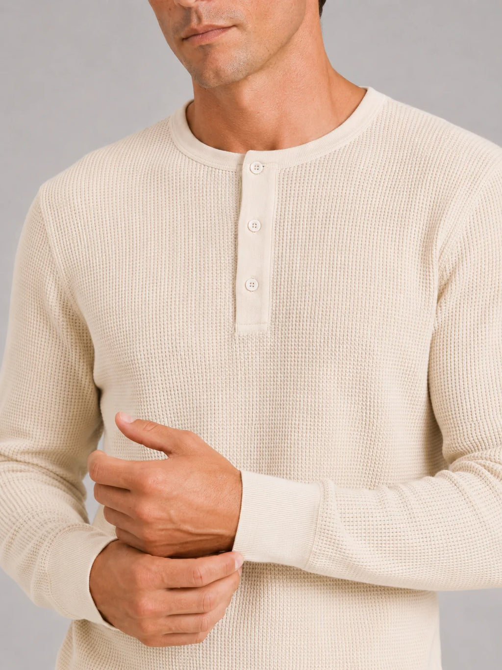 Men's Long Sleeve Henley Shirt – Waffle Knit Thermal Henley Tee | Nero & Luya
