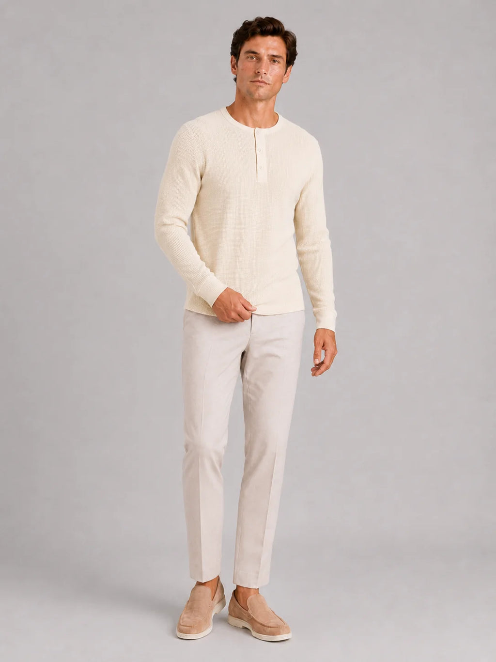 Men's Long Sleeve Henley Shirt – Waffle Knit Thermal Henley Tee | Nero & Luya