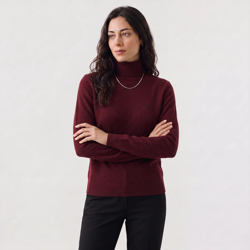 Women's Fine-Knit Turtleneck Sweater – Fitted Soft Knit Pullover | Nero & Luya