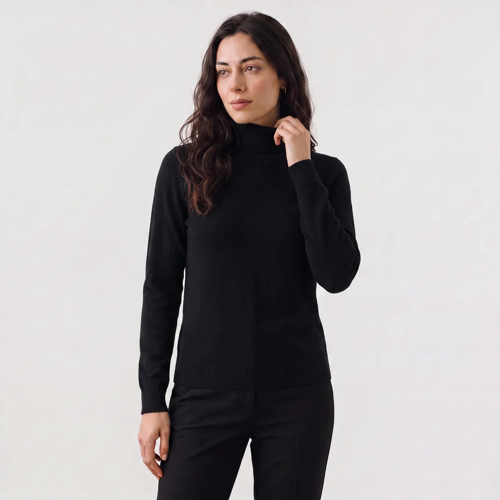 Women's Fine-Knit Turtleneck Sweater – Fitted Soft Knit Pullover | Nero & Luya