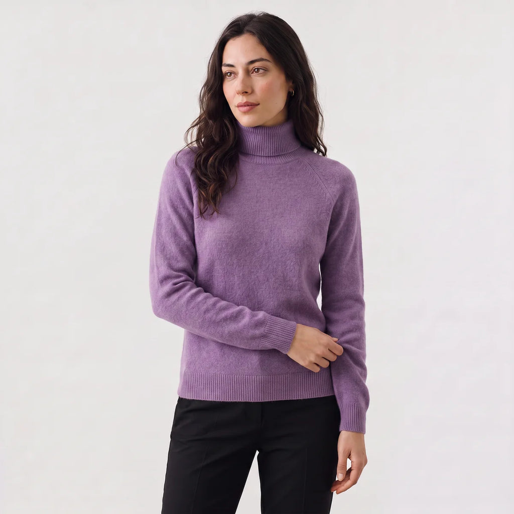 Women's Fine-Knit Turtleneck Sweater – Fitted Soft Knit Pullover | Nero & Luya