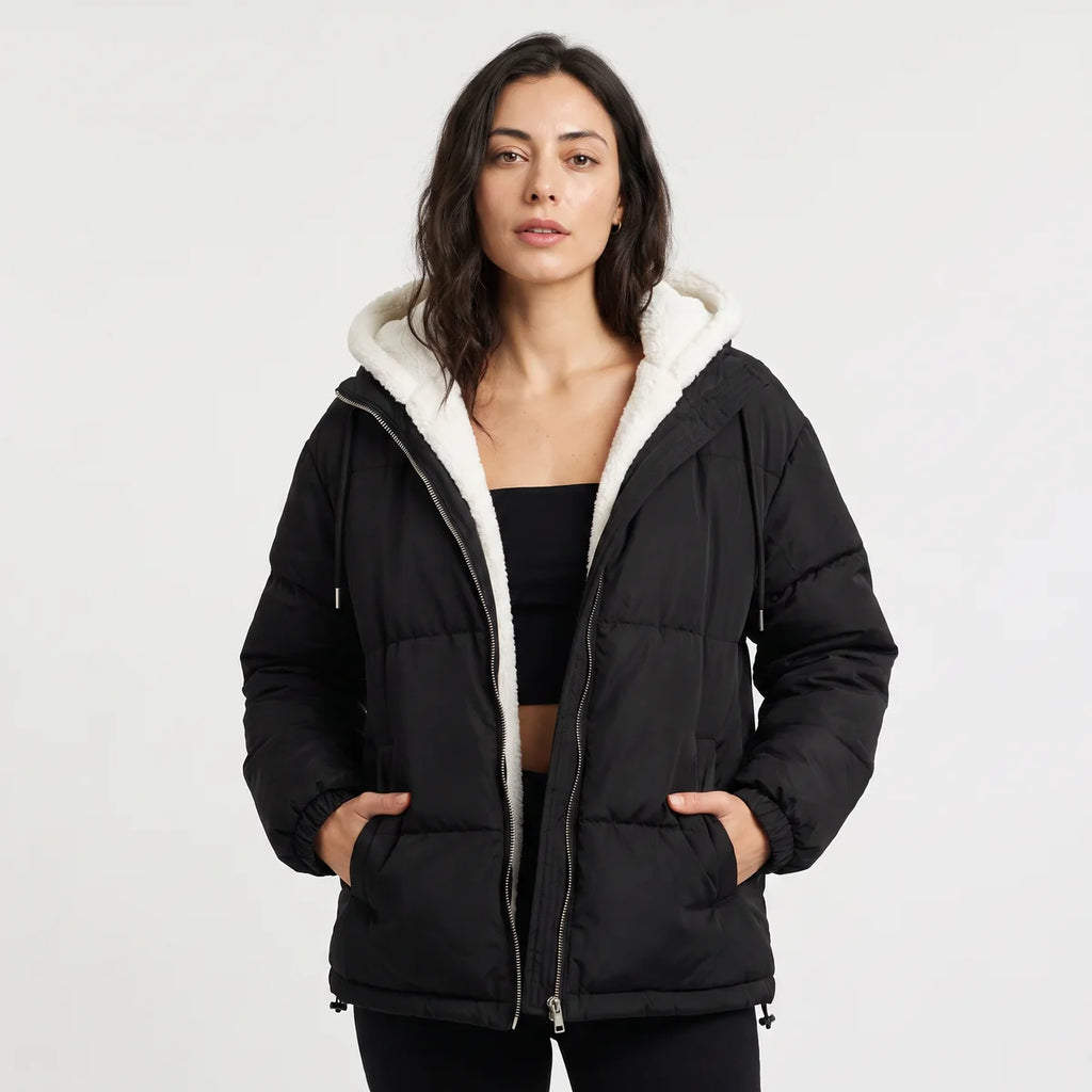 Women's Hooded Puffer Jacket – Sherpa-Lined Quilted Winter Jacket | Nero & Luya