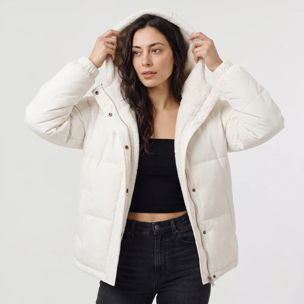 Women's Hooded Puffer Jacket – Sherpa-Lined Quilted Winter Jacket | Nero & Luya