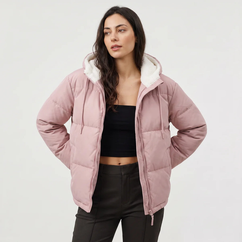 Women's Hooded Puffer Jacket – Sherpa-Lined Quilted Winter Jacket | Nero & Luya