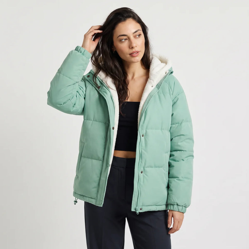 Women's Hooded Puffer Jacket – Sherpa-Lined Quilted Winter Jacket | Nero & Luya