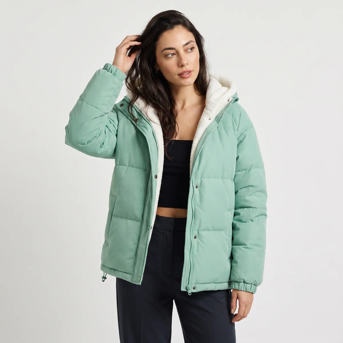Women's Hooded Puffer Jacket – Sherpa-Lined Quilted Winter Jacket | Nero & Luya