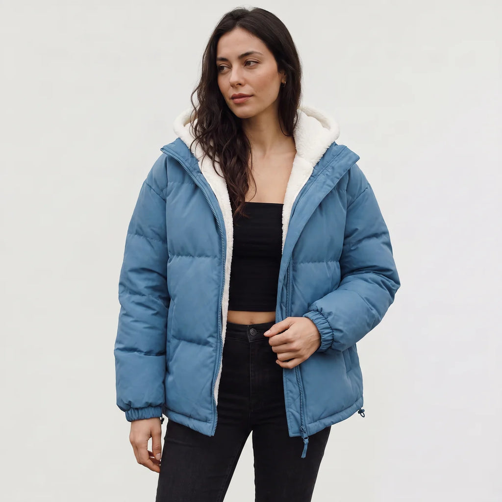 Women's Hooded Puffer Jacket – Sherpa-Lined Quilted Winter Jacket | Nero & Luya
