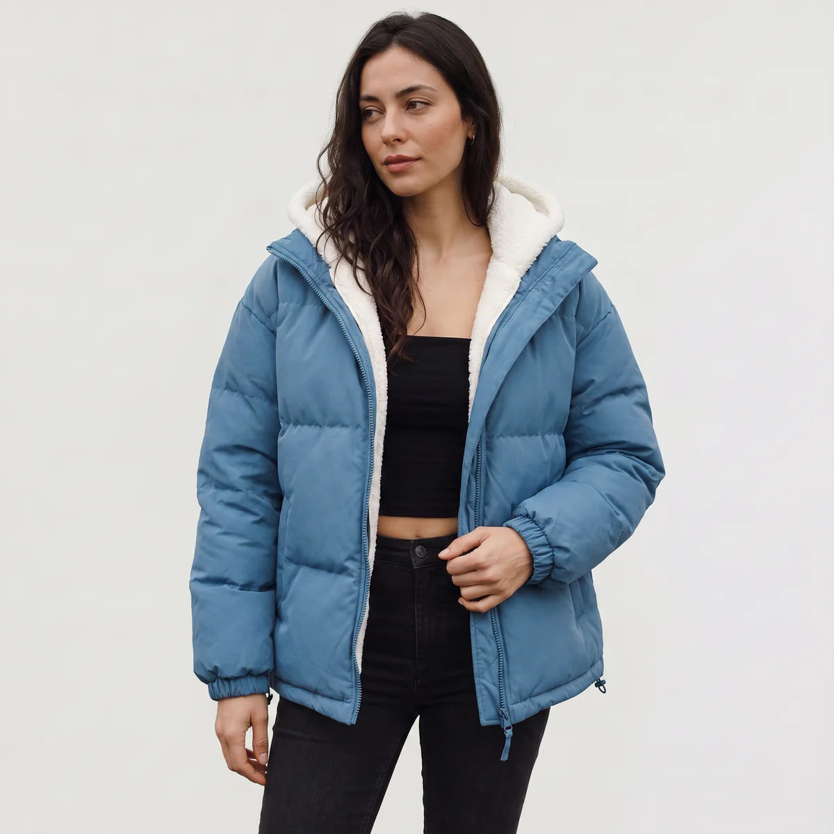 Women's Hooded Puffer Jacket – Sherpa-Lined Quilted Winter Jacket | Nero & Luya