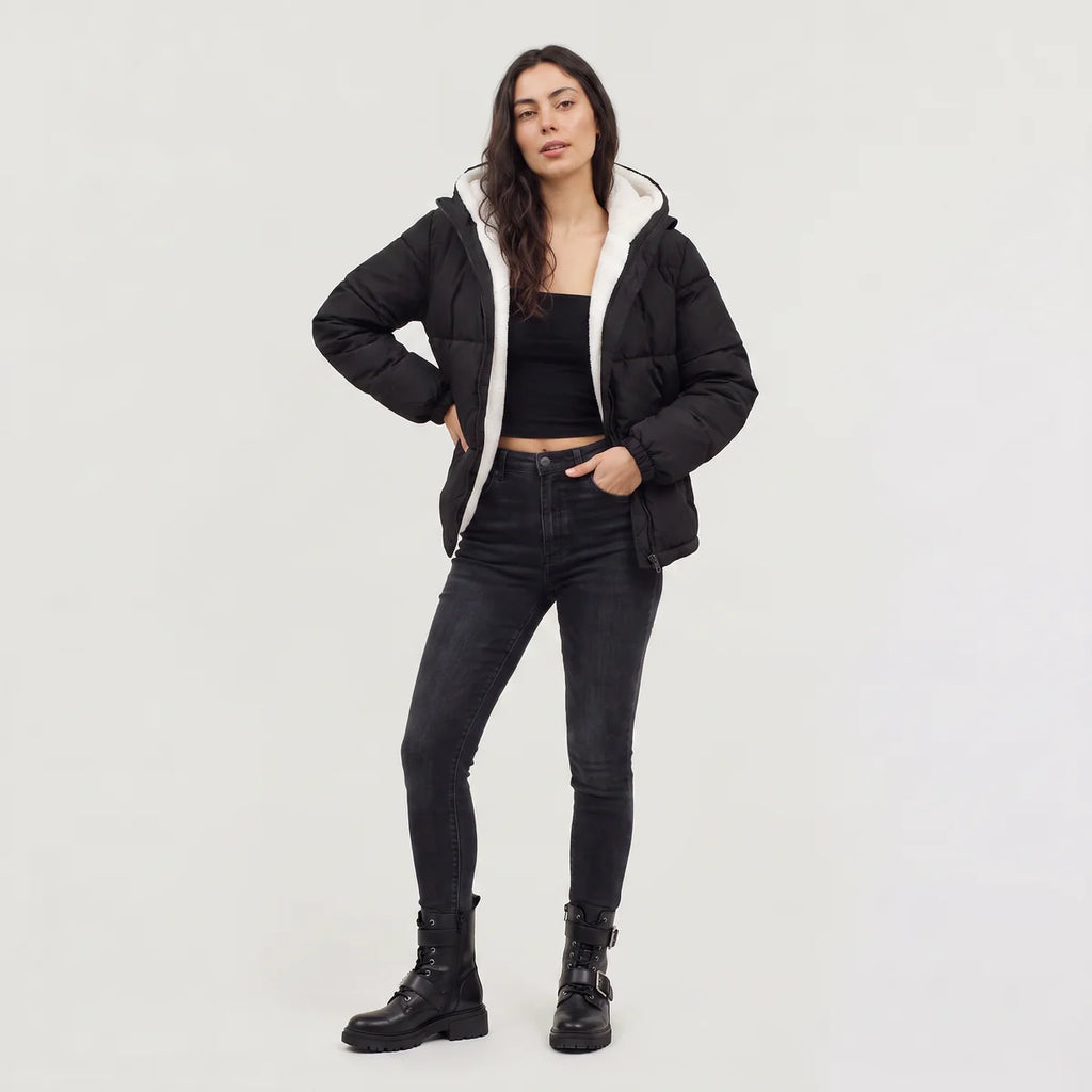 Women's Hooded Puffer Jacket – Sherpa-Lined Quilted Winter Jacket | Nero & Luya