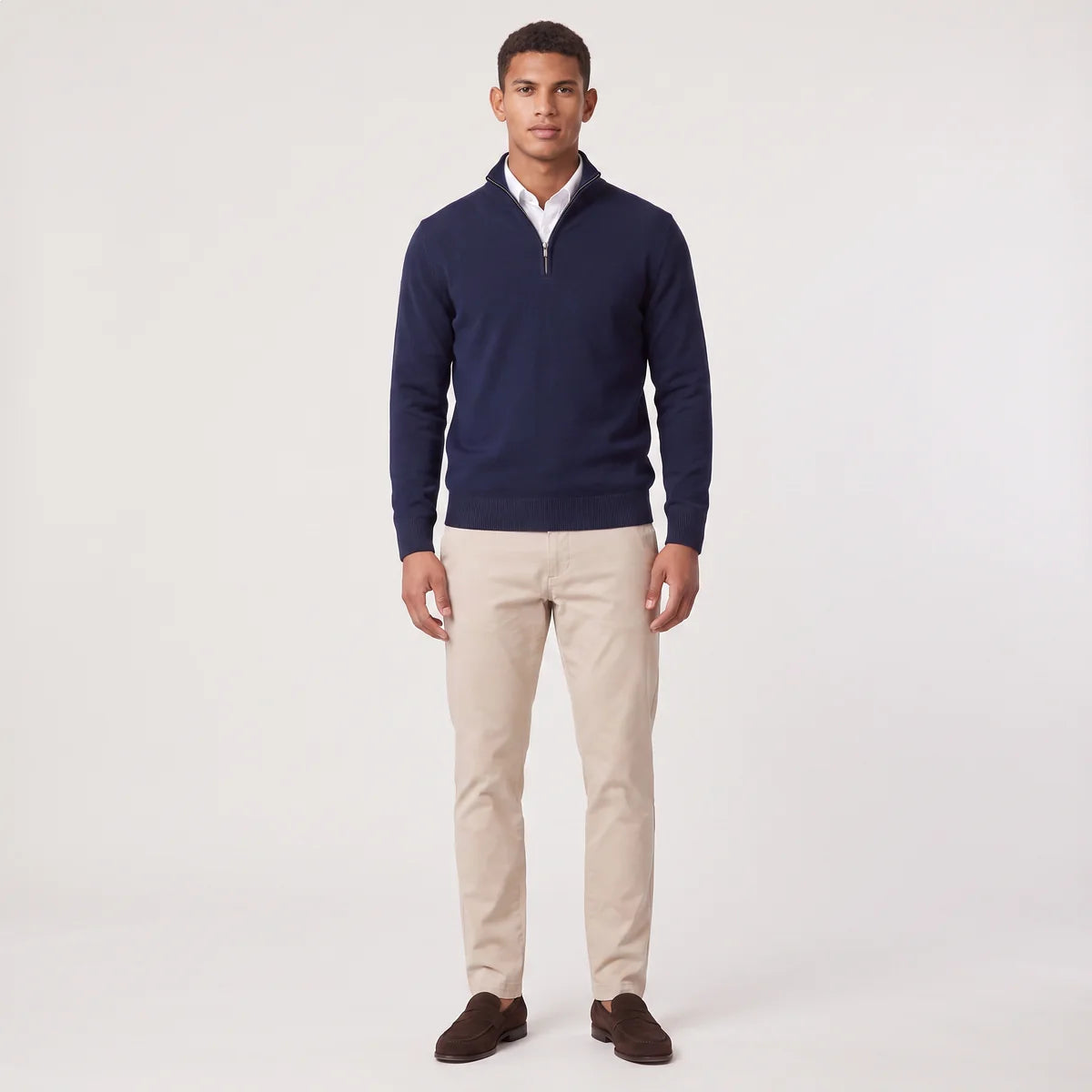 Men's Quarter Zip Sweater – Stand Collar Knit Pullover | Nero & Luya