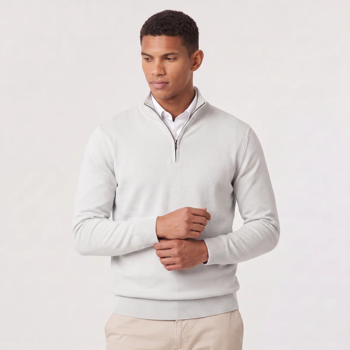 Men's Quarter Zip Sweater – Stand Collar Knit Pullover | Nero & Luya